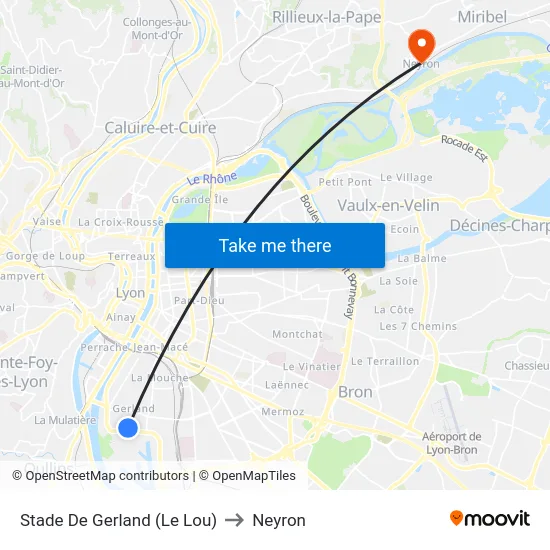 Stade De Gerland (Le Lou) to Neyron map