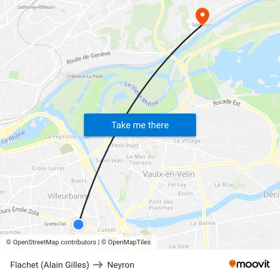 Flachet (Alain Gilles) to Neyron map
