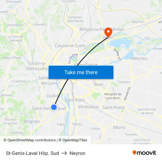 St-Genis-Laval Hôp. Sud to Neyron map