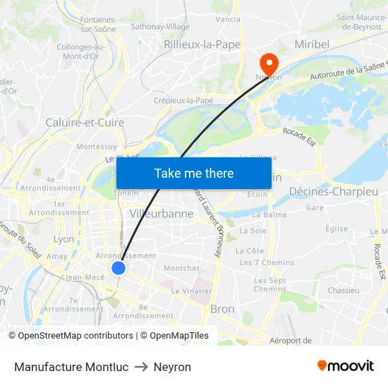Manufacture Montluc to Neyron map