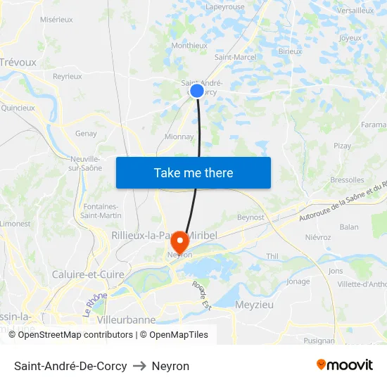 Saint-André-De-Corcy to Neyron map