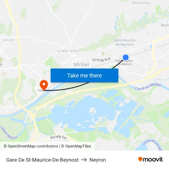 Gare De St-Maurice-De-Beynost to Neyron map
