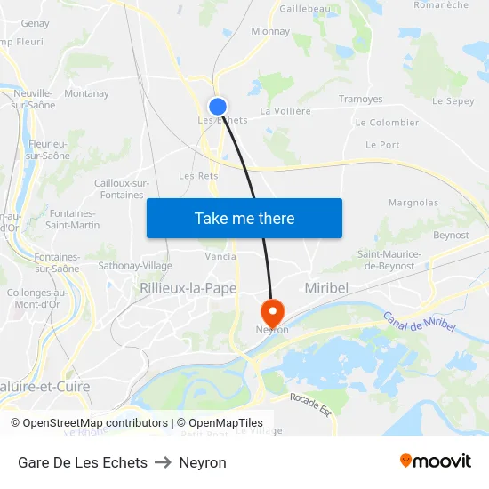 Gare De Les Echets to Neyron map