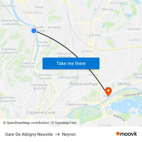 Gare De Albigny-Neuville to Neyron map