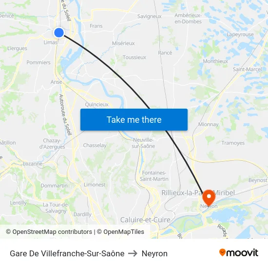 Gare De Villefranche-Sur-Saône to Neyron map