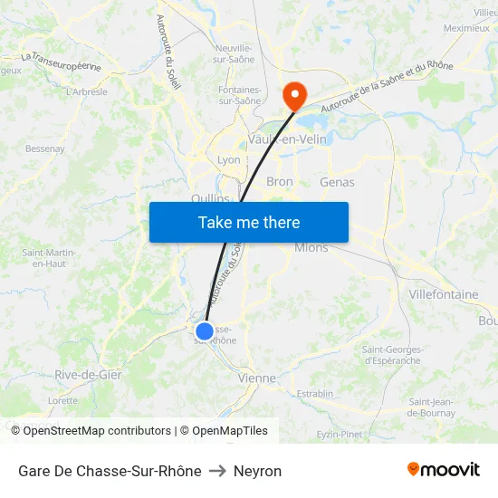 Gare De Chasse-Sur-Rhône to Neyron map