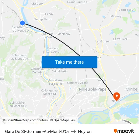 Gare De St-Germain-Au-Mont-D'Or to Neyron map