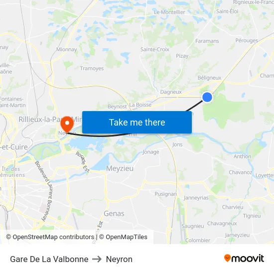 Gare De La Valbonne to Neyron map
