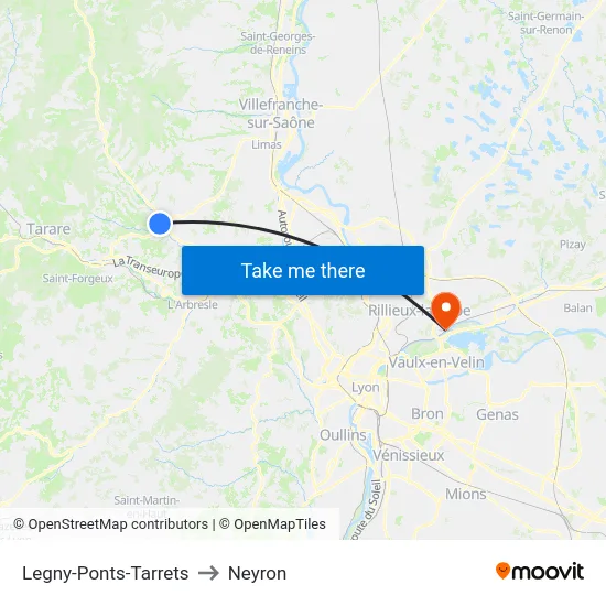 Legny-Ponts-Tarrets to Neyron map