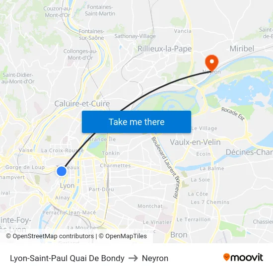 Lyon-Saint-Paul Quai De Bondy to Neyron map