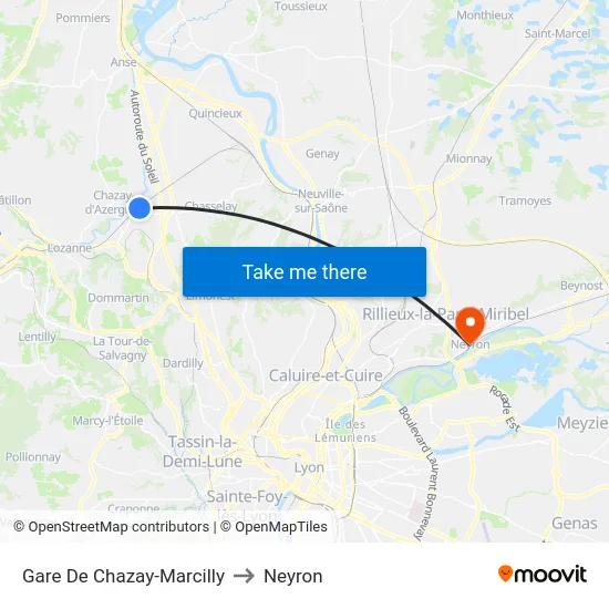 Gare De Chazay-Marcilly to Neyron map