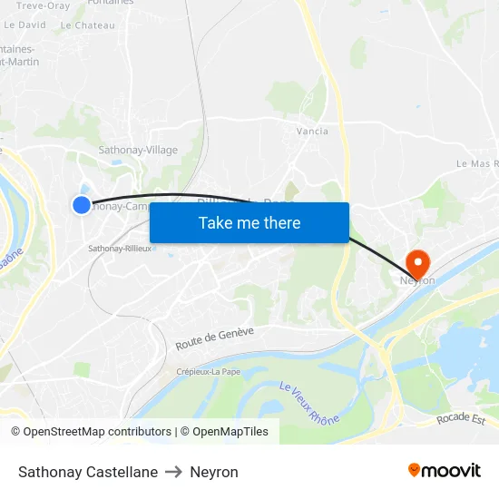 Sathonay Castellane to Neyron map