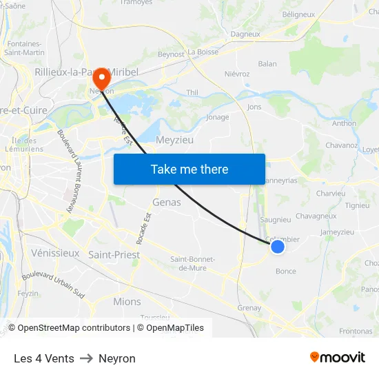 Les 4 Vents to Neyron map
