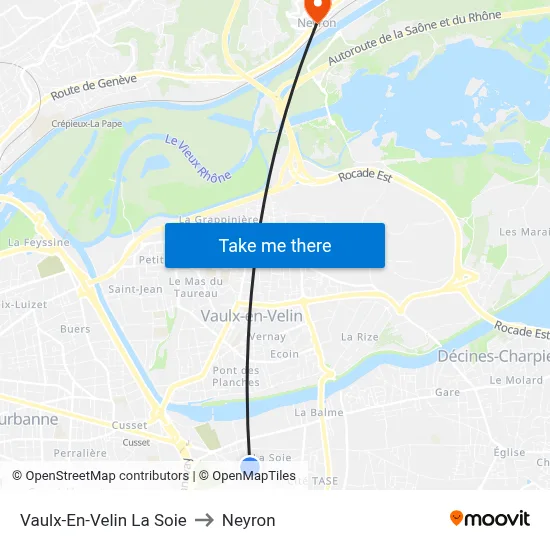 Vaulx-En-Velin La Soie to Neyron map