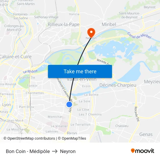 Bon Coin - Médipôle to Neyron map