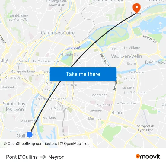 Pont D'Oullins to Neyron map