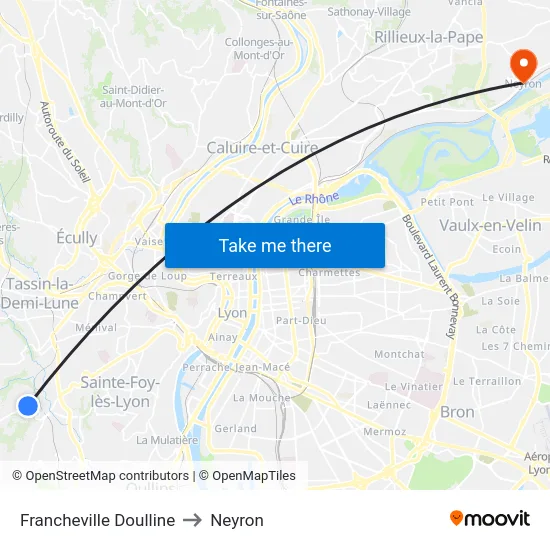 Francheville Doulline to Neyron map