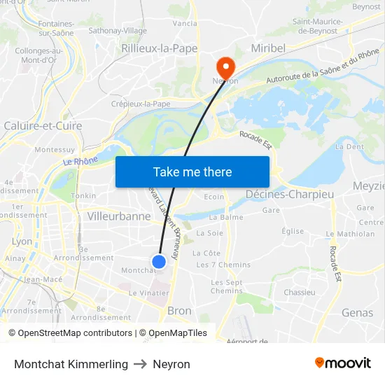 Montchat Kimmerling to Neyron map