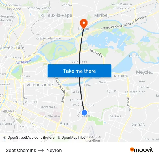 Sept Chemins to Neyron map