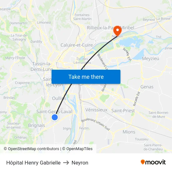 Hôpital Henry Gabrielle to Neyron map