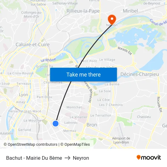 Bachut - Mairie Du 8ème to Neyron map