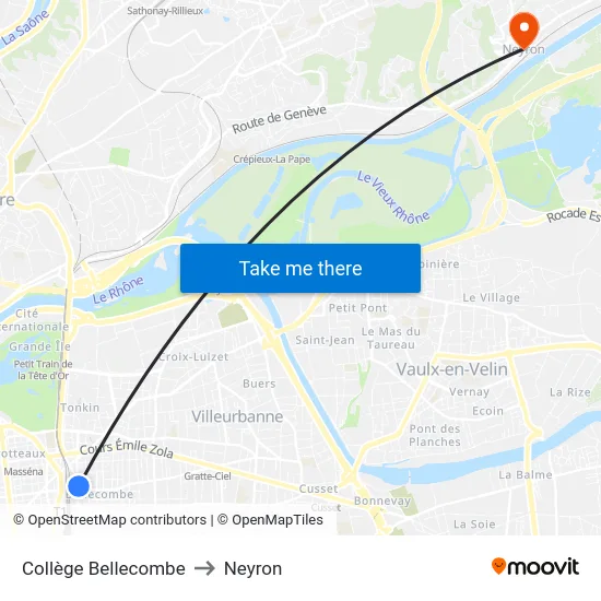 Collège Bellecombe to Neyron map