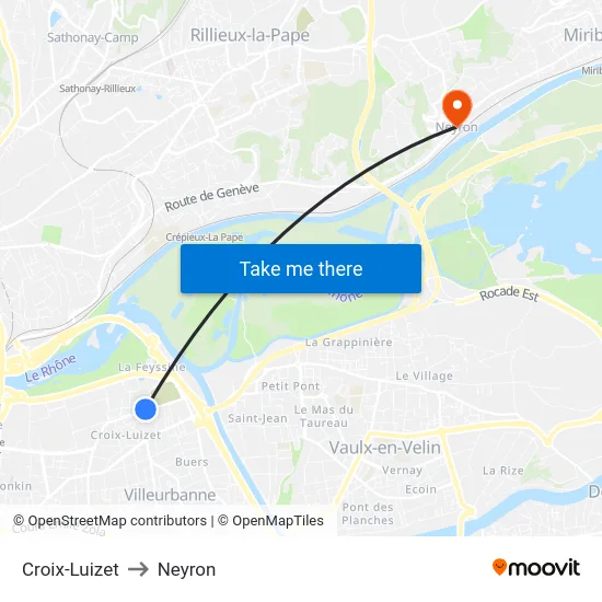 Croix-Luizet to Neyron map