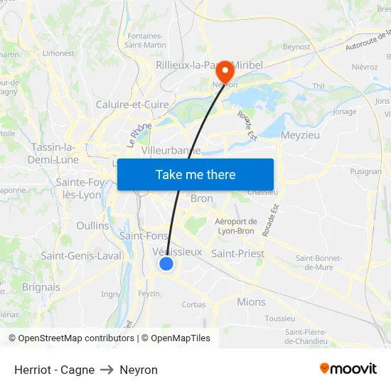 Herriot - Cagne to Neyron map