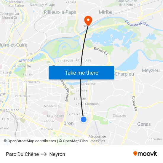 Parc Du Chêne to Neyron map