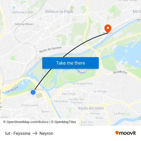 Iut - Feyssine to Neyron map