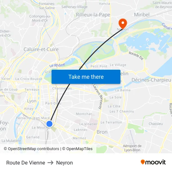 Route De Vienne to Neyron map