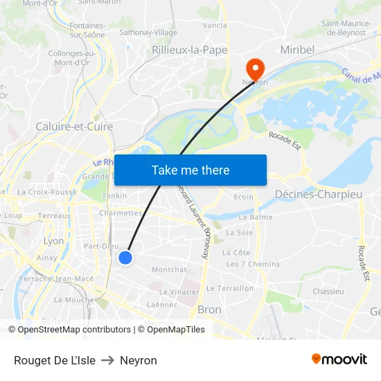 Rouget De L'Isle to Neyron map