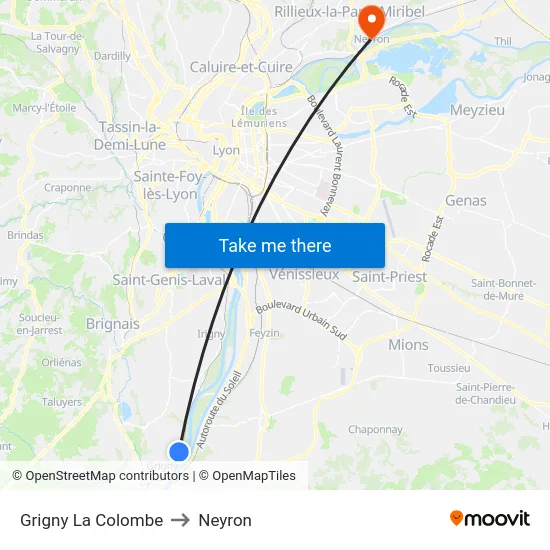 Grigny La Colombe to Neyron map