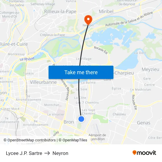 Lycee J.P. Sartre to Neyron map