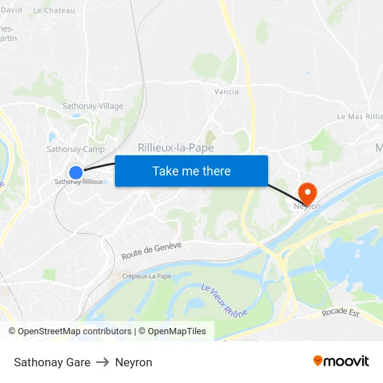 Sathonay Gare to Neyron map