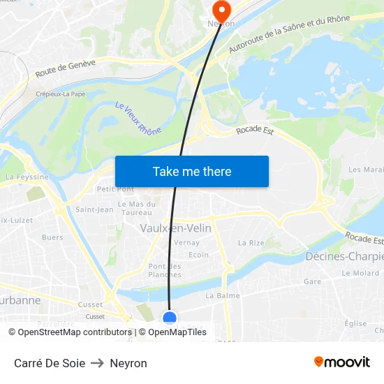 Carré De Soie to Neyron map