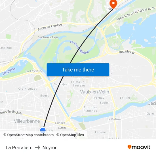 La Perralière to Neyron map