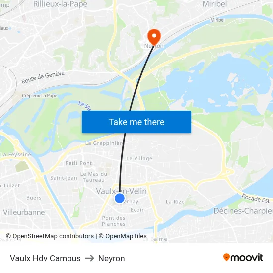 Vaulx Hdv Campus to Neyron map