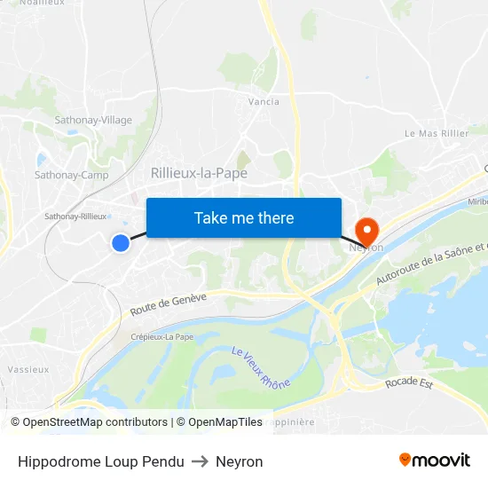 Hippodrome Loup Pendu to Neyron map