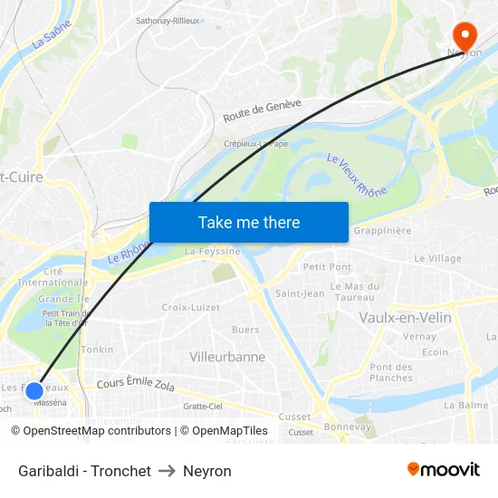 Garibaldi - Tronchet to Neyron map