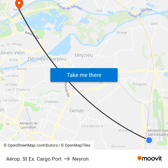 Aérop. St Ex. Cargo Port to Neyron map