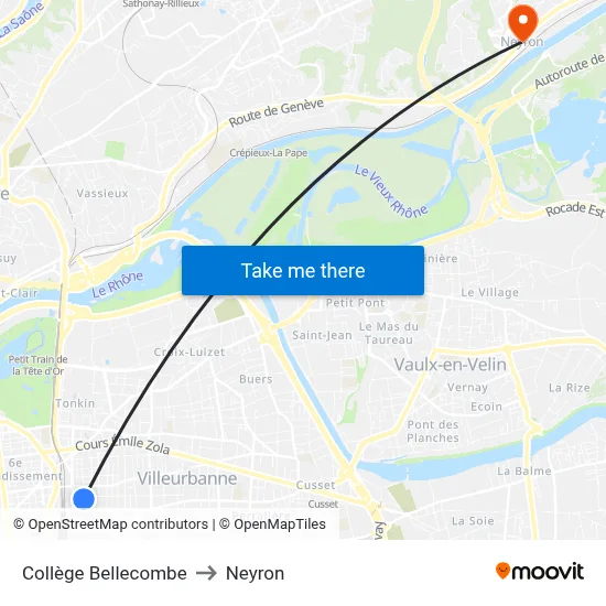 Collège Bellecombe to Neyron map