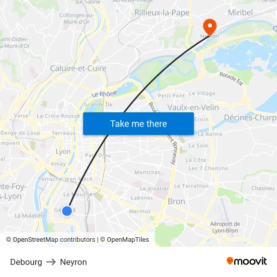 Debourg to Neyron map