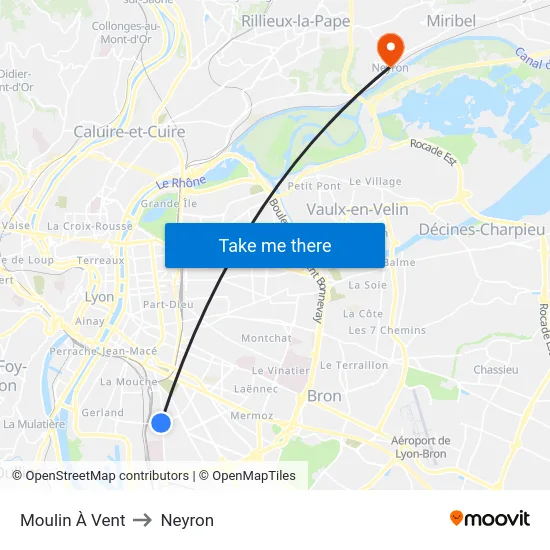 Moulin À Vent to Neyron map