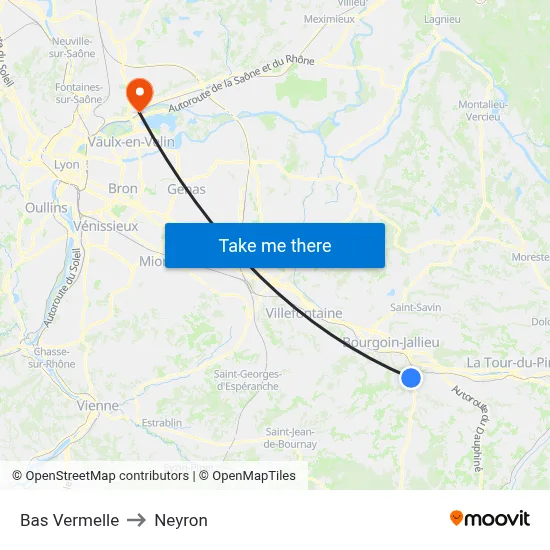 Bas Vermelle to Neyron map