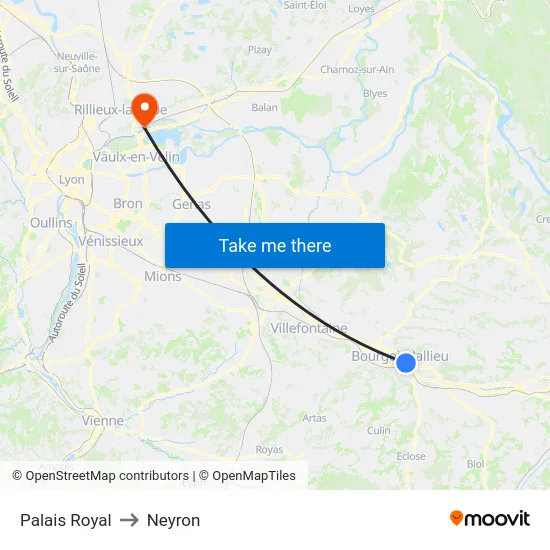 Palais Royal to Neyron map