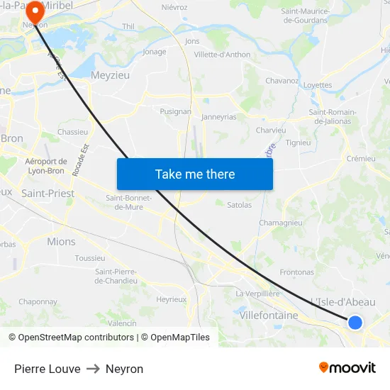 Pierre Louve to Neyron map