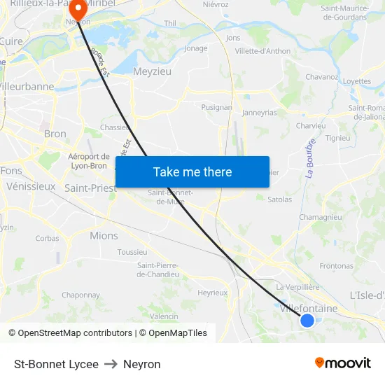 St-Bonnet Lycee to Neyron map