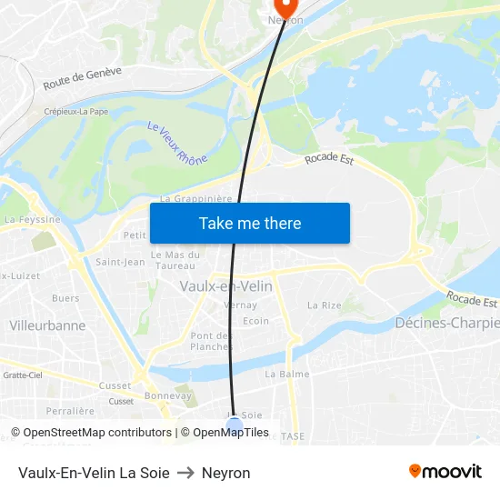 Vaulx-En-Velin La Soie to Neyron map