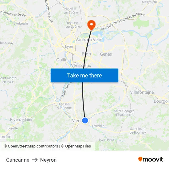 Cancanne to Neyron map
